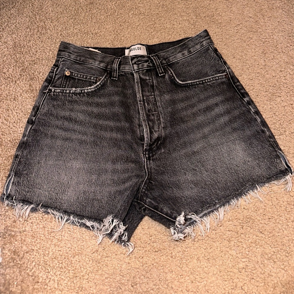 AGOLDE high-waist black jean shorts